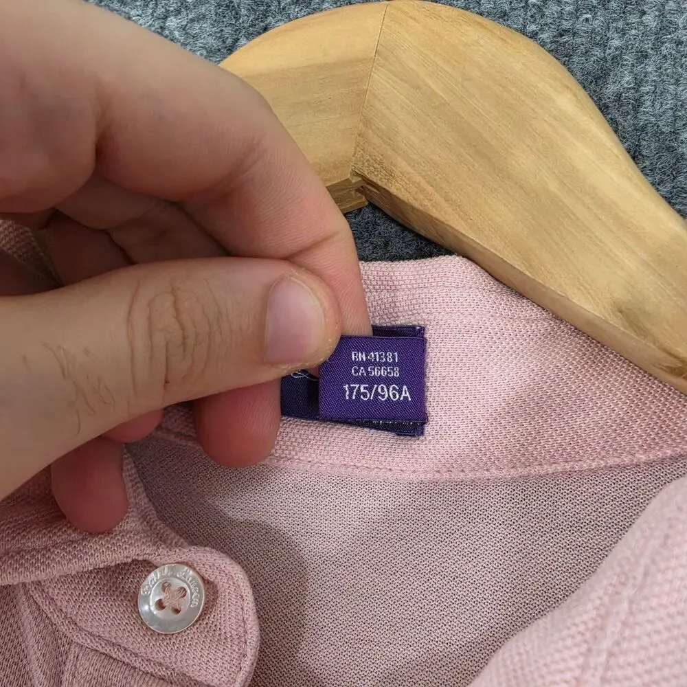 Ralph Lauren Purple Label Polo Shirt Men Medium Pink Pique Knit Casual Preppy